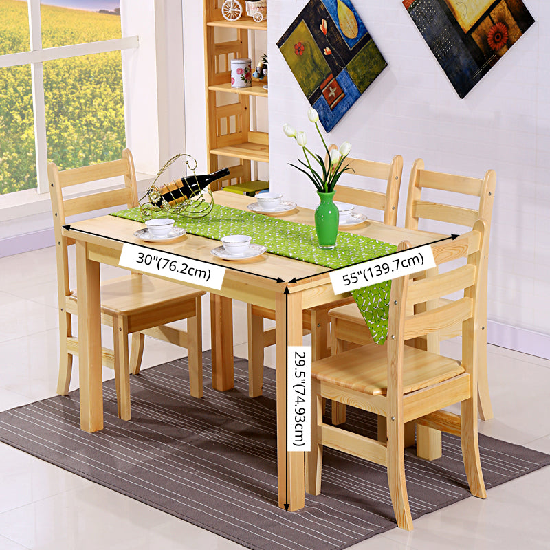 Modern Style Solid Wood Slate Dining Table Set Rectangular Formal Table with 4 Legs Base