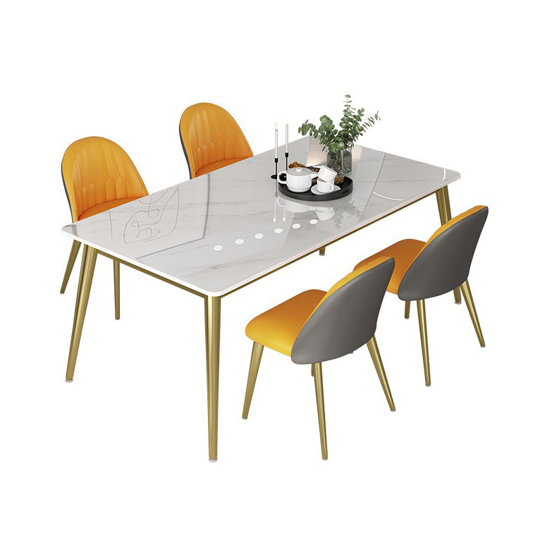 Minimalist Sintered Stone White Dining Set White Standard Dining Set for Kitchen