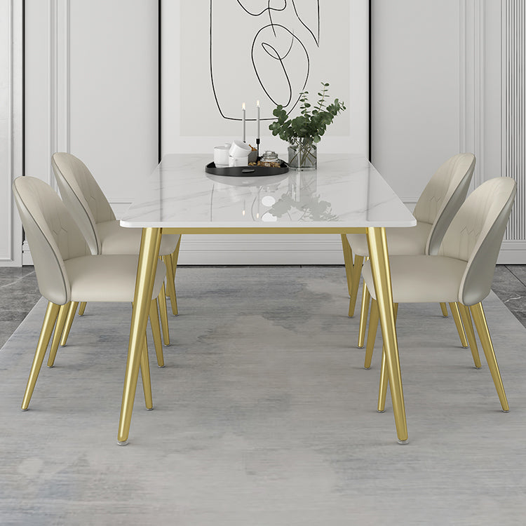 Minimalist Sintered Stone White Dining Set White Standard Dining Set for Kitchen