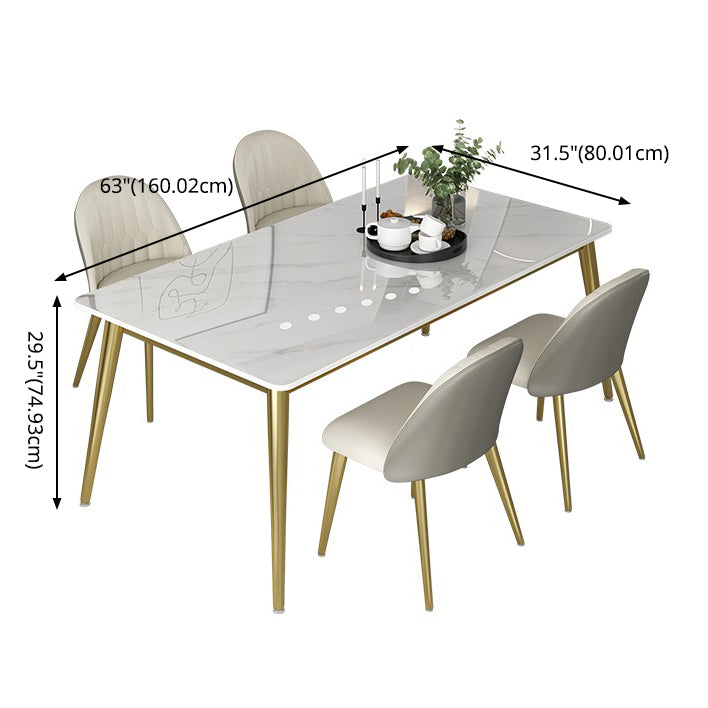 Minimalist Sintered Stone White Dining Set White Standard Dining Set for Kitchen