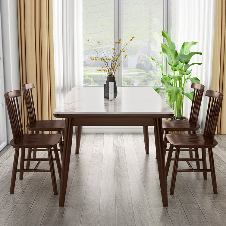 Contemporary Sintered Stone Top Standard Dining Set White for Kitchen Dining Set with 4 Legs Table