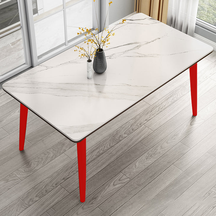 Contemporary Sintered Stone Top Standard Dining Set White for Kitchen Dining Set with 4 Legs Table