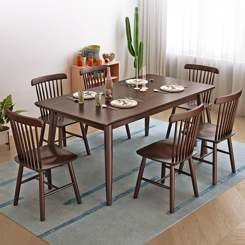 Minimalist Standard Solid Wood Dining Set Rectangle Shape for Kitchen Dining Set in Khaki