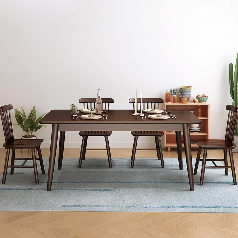 Minimalist Standard Solid Wood Dining Set Rectangle Shape for Kitchen Dining Set in Khaki