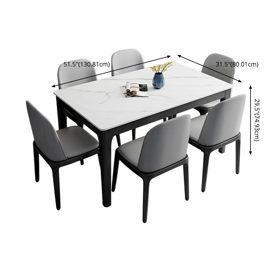 Contemporary Dining Set with Sintered Stone Dining Table and Cushion Chairs