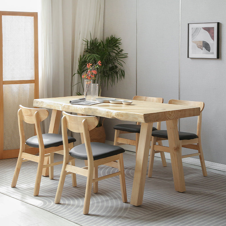 Contemporary Natural Standard Dining Set Solid Wood Kitchen Dining Set with 4 Legs Base