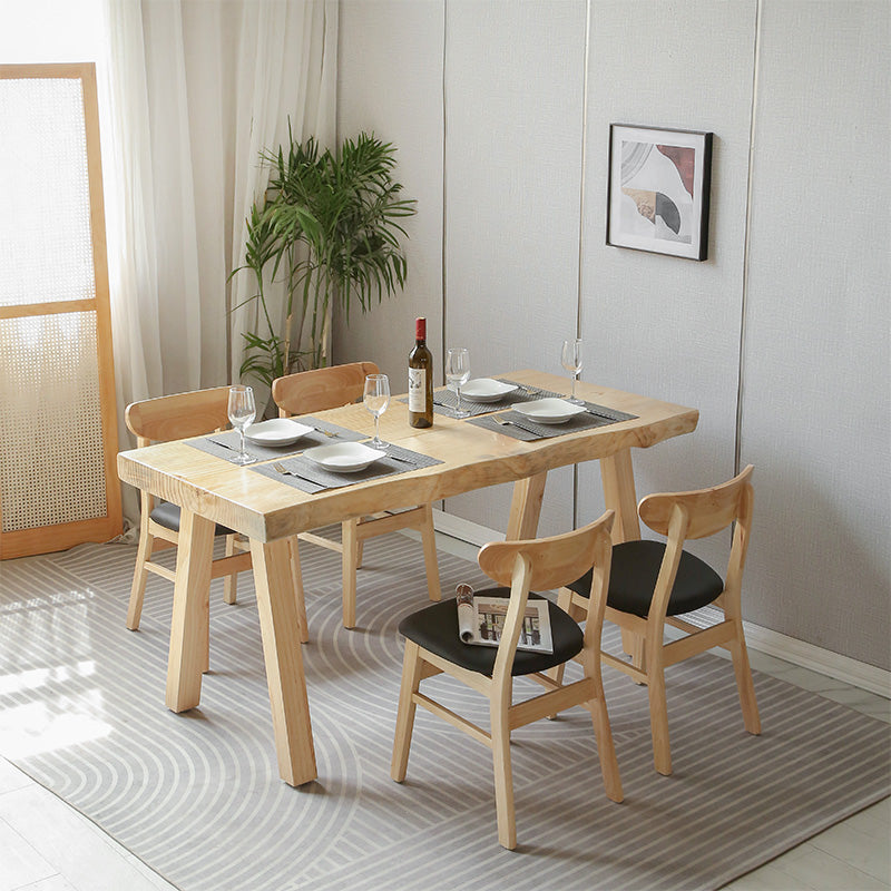 Contemporary Natural Standard Dining Set Solid Wood Kitchen Dining Set with 4 Legs Base