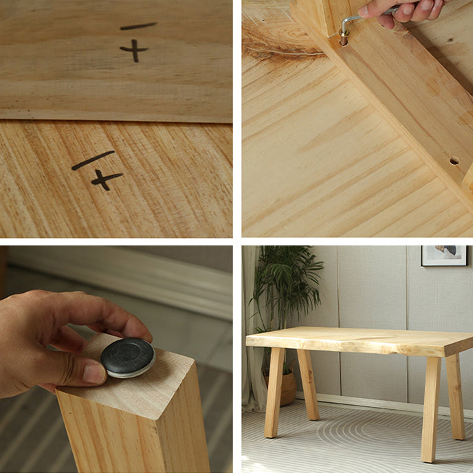 Contemporary Natural Standard Dining Set Solid Wood Kitchen Dining Set with 4 Legs Base