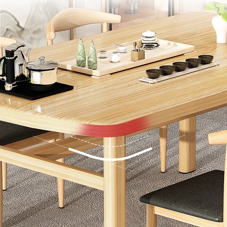 Contemporary Style Traditional Height Dining Set with Rectangle Shape Table and 4 Legs Base