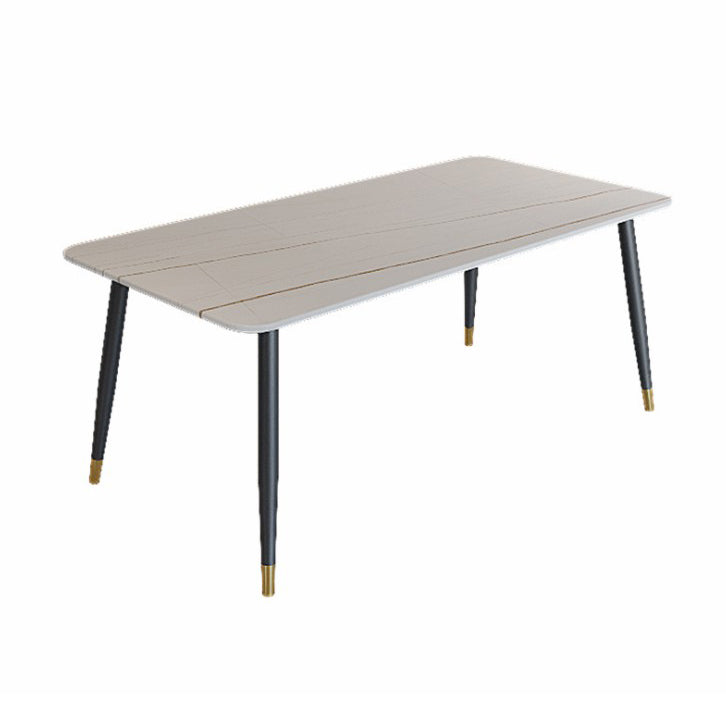 Modern Style Sintered Stone Dining Set with Standard Height Table and 4 Black Legs Base