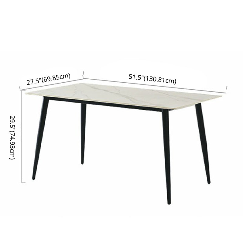 Mesa de comedor de piedra sinterizada de estilo moderno con mesa de forma rectangular y 4 patas base para uso en el hogar