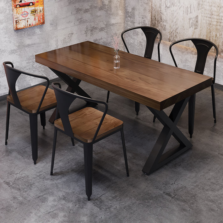 Industrial Style Solid Wood Top Dining Room Set with 4 Legs Table Dining Table Furniture