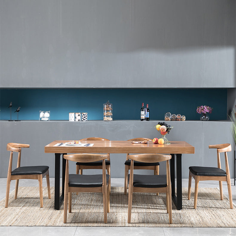 Industrial Wooden Dining¬†Room¬†Set with Rectangle Table and Metal Base Dining Table Furniture