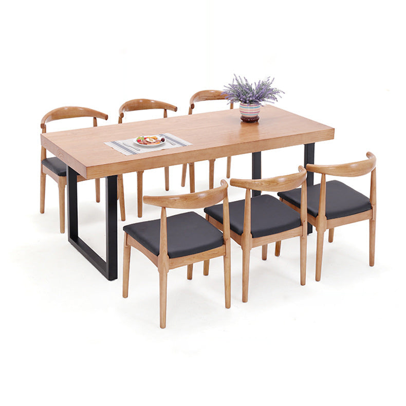 Industrial Wooden Dining¬†Room¬†Set with Rectangle Table and Metal Base Dining Table Furniture