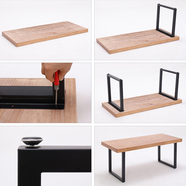 Industrial Wooden Dining¬†Room¬†Set with Rectangle Table and Metal Base Dining Table Furniture