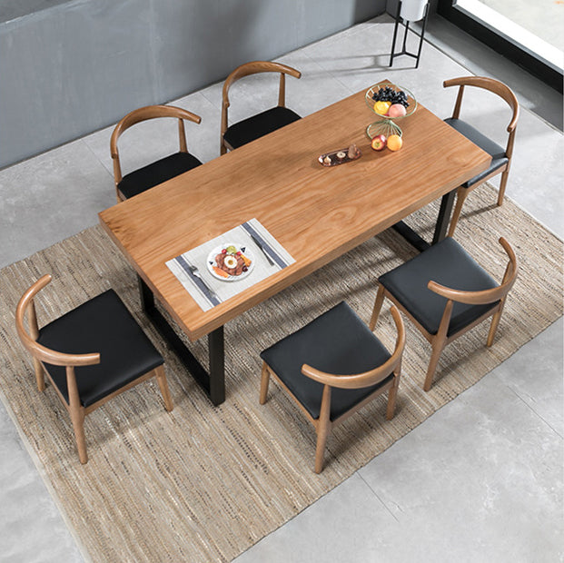 Industrial Wooden Dining¬†Room¬†Set with Rectangle Table and Metal Base Dining Table Furniture