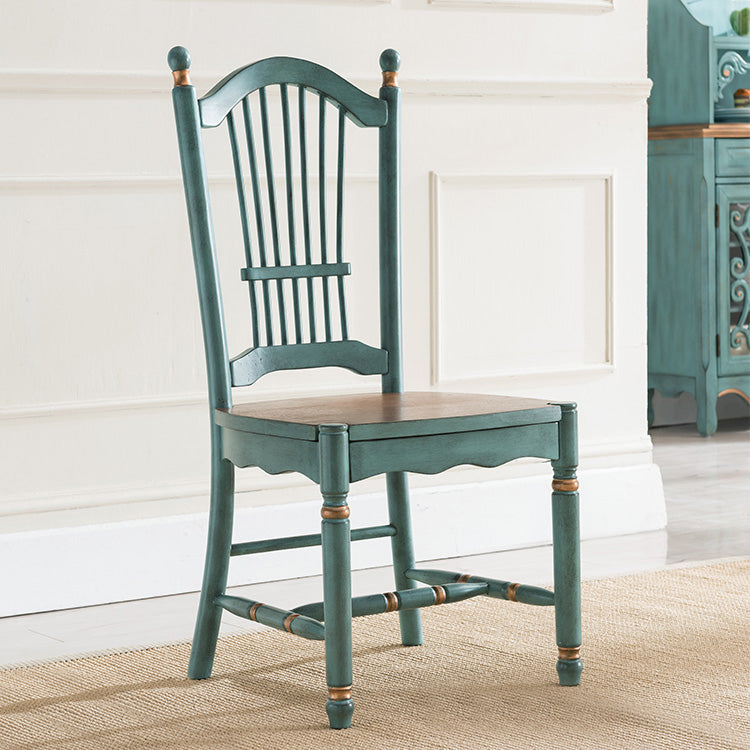 Traditional Wooden Dining Room Set Standard Height with Rectangle Top and Blue Base Dining Furniture