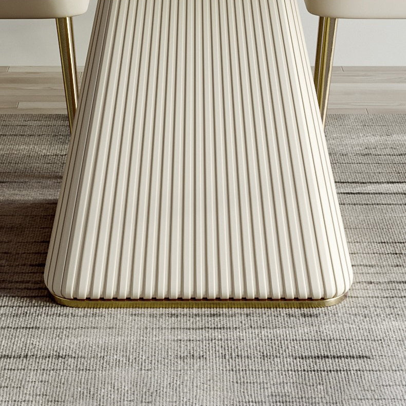 Minimalist Sintered Stone Dining Set for 4/6 Table Set of Metal Gold Base and PU Leather Chairs