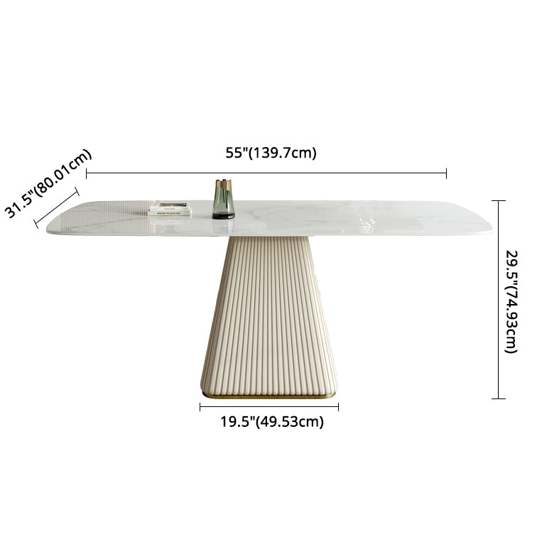 Minimalist Sintered Stone Dining Set for 4/6 Table Set of Metal Gold Base and PU Leather Chairs