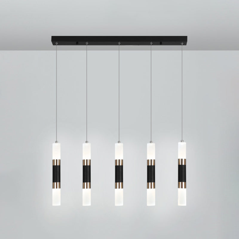 Cylinder Hanging Light Fixture Modern Style Metal LED Black Hanging Ceiling Light