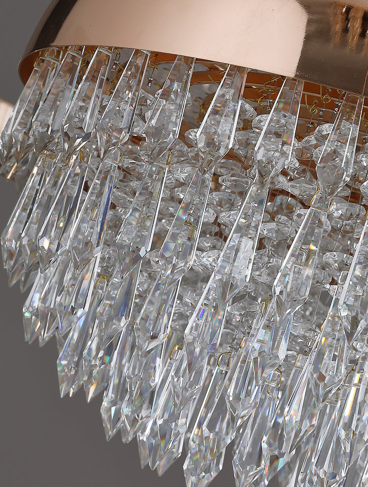 Gold Finish Globe Chandelier Modern Stylish LED Crystal Hanging Light in 3 Color Light