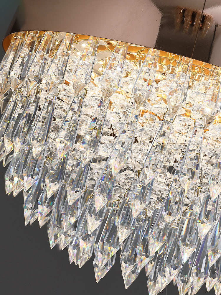 Gold Finish Globe Chandelier Modern Stylish LED Crystal Hanging Light in 3 Color Light