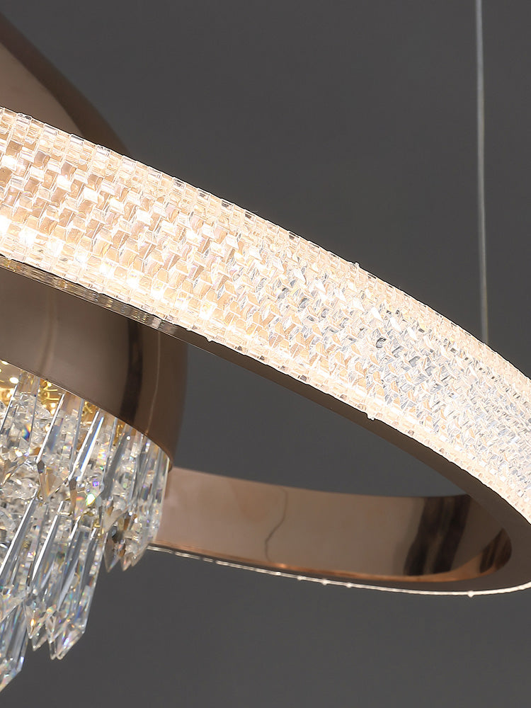 Gold Finish Globe Chandelier Modern Stylish LED Crystal Hanging Light in 3 Color Light