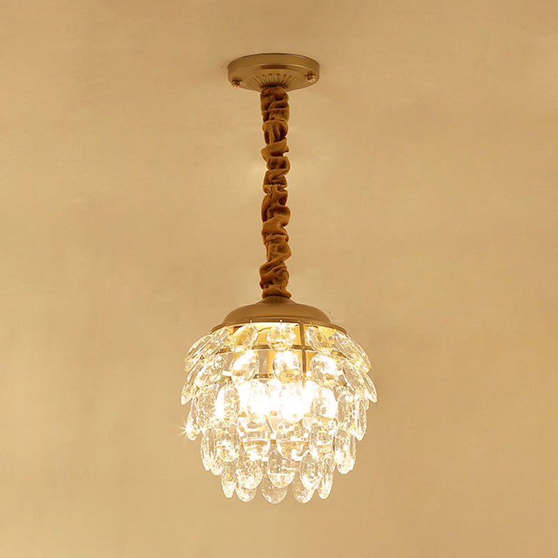 Moderno lampadario Pinecone in oro a 3 luci a 3 luci con tonalità cristallina
