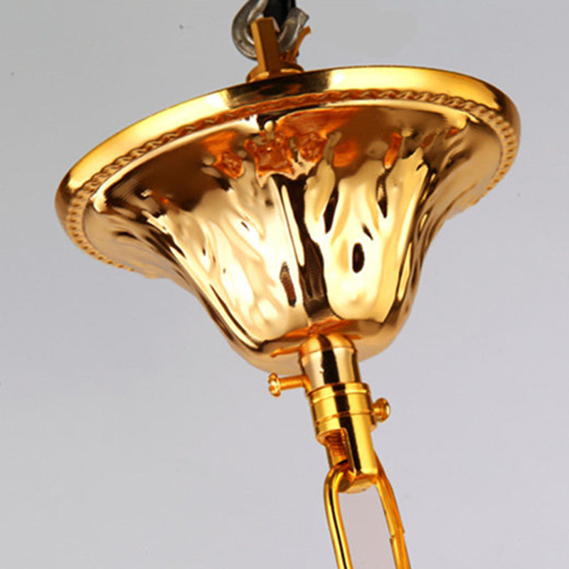 Gold Lantern Chandelier Retro Modern Crystal Hanging Light Fixture for Hallway