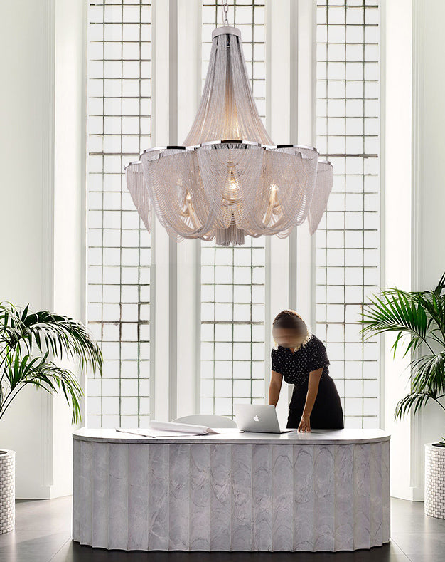 Postmodern Chandelier Light Basket Shape Ceiling Hung Fixtures for Hotel Lobby