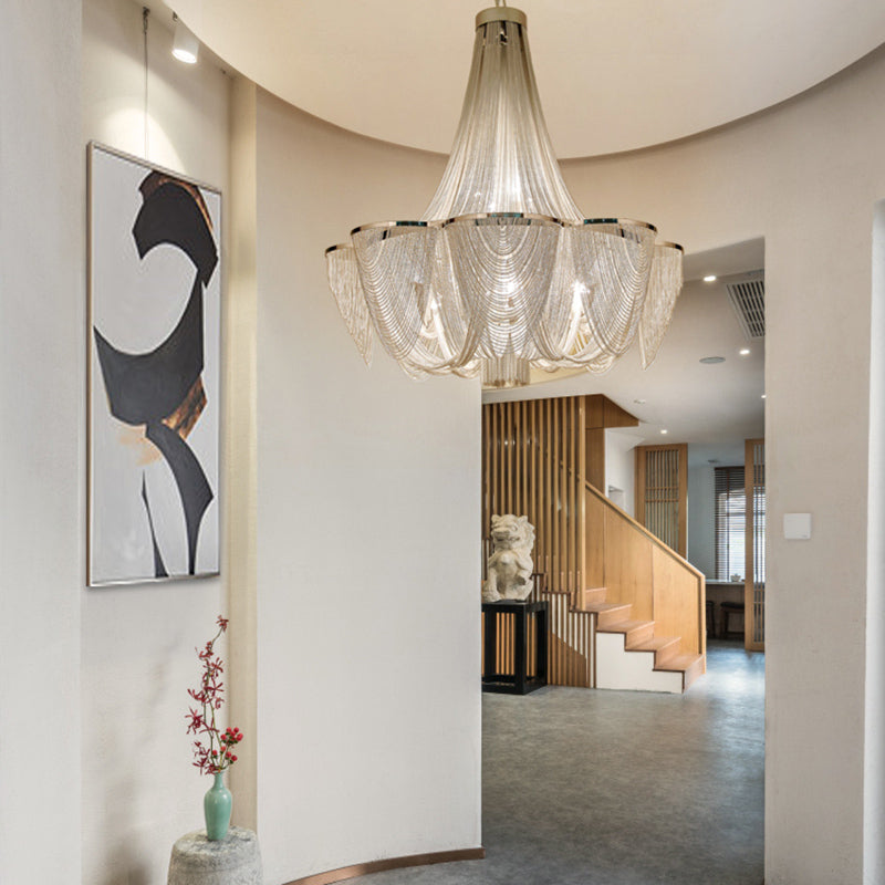 Postmodern Chandelier Light Basket Shape Ceiling Hung Fixtures for Hotel Lobby