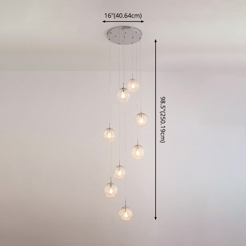 Spiral Stairs Pendant Light Fixture Clear Glass Nordic Style Multiple Hanging Light