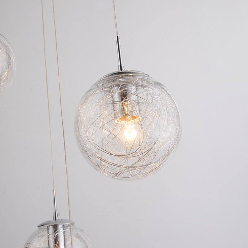 Spiral Stairs Pendant Light Fixture Clear Glass Nordic Style Multiple Hanging Light