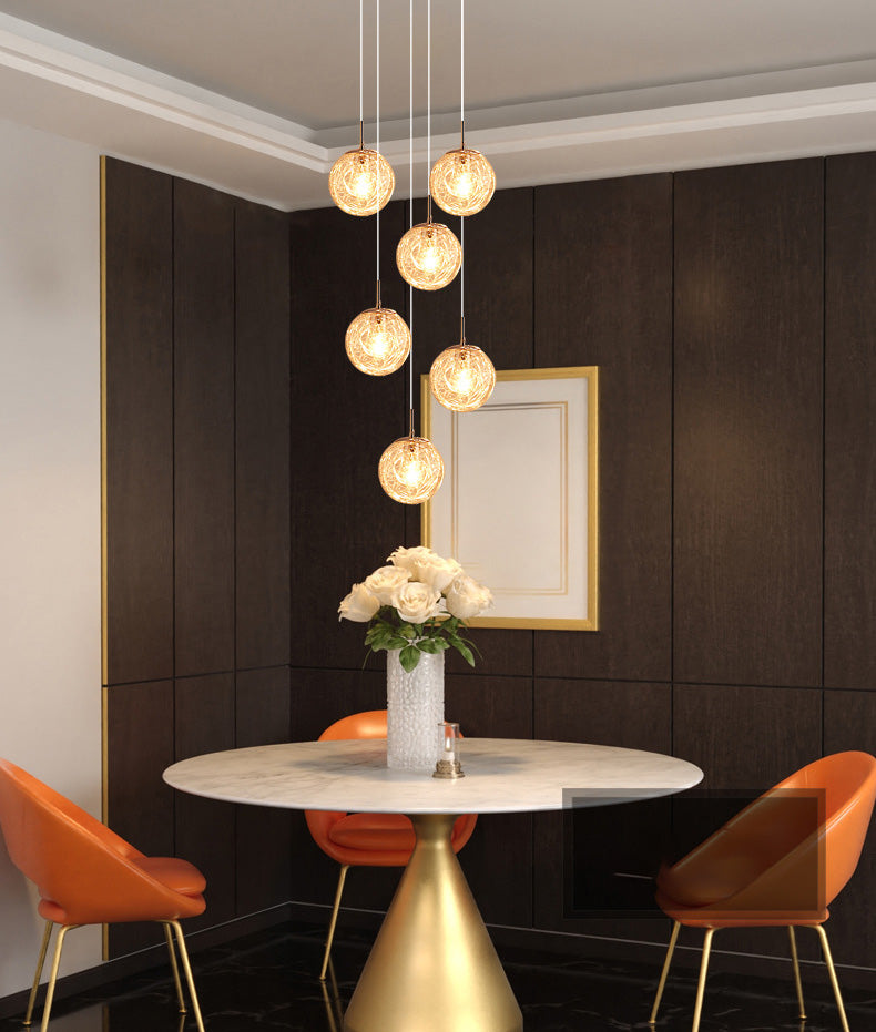 Spiral Stairs Pendant Light Fixture Clear Glass Nordic Style Multiple Hanging Light