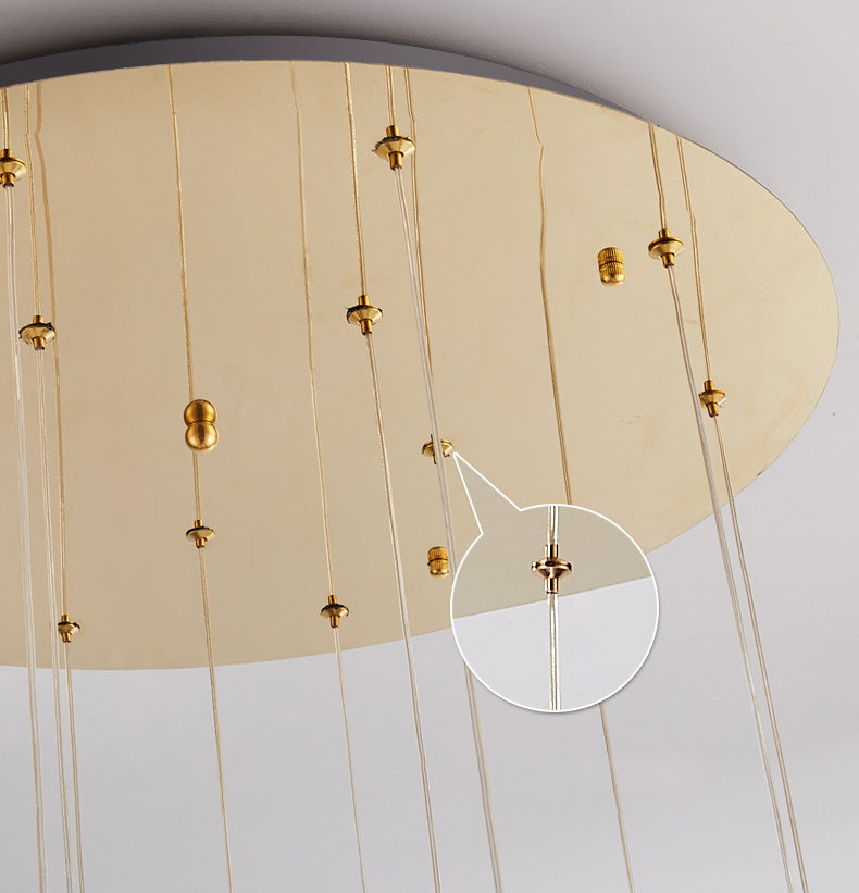 15 Head Modern Nordic Style Pendant Clear Crystal Hanging Ceiling Light for Spiral Stair