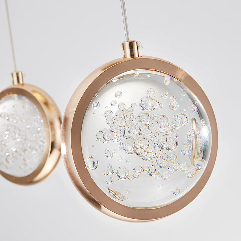 15 Head Modern Nordic Style Pendant Clear Crystal Hanging Ceiling Light for Spiral Stair