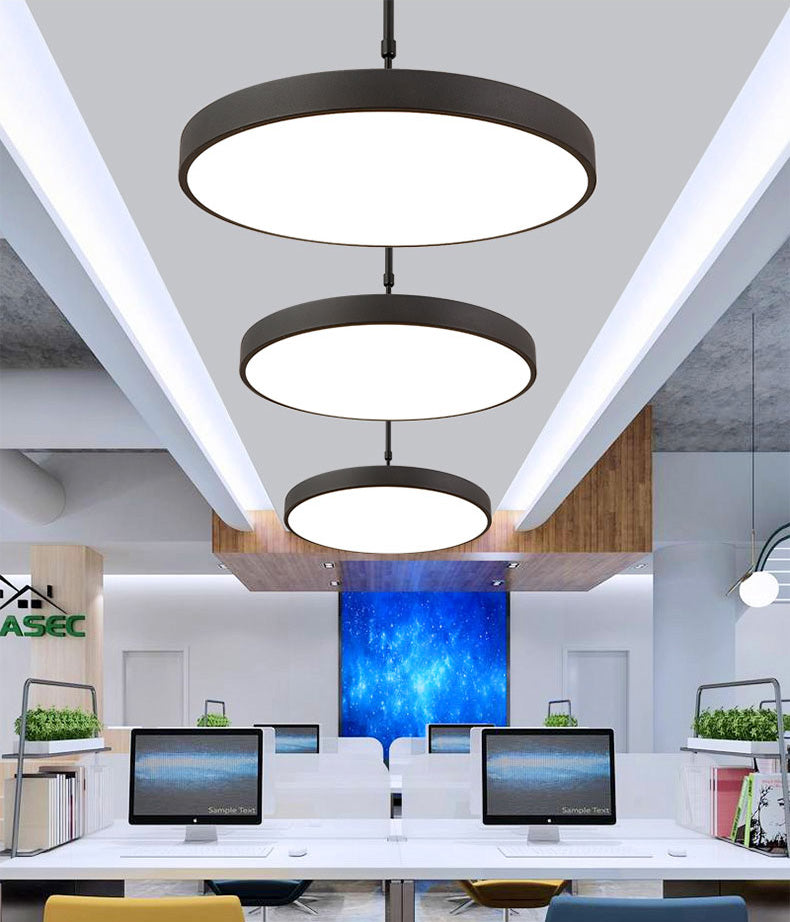 Metal Modern Simple Style Disc Shaped Led Pendant Decorative Lights for Office