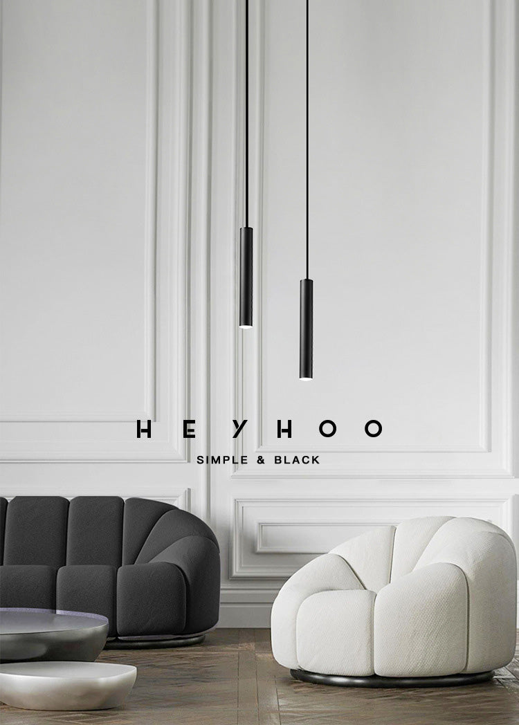 One-Light Black Metal Line Frame Pendant Light for Dinning Room Bedroom