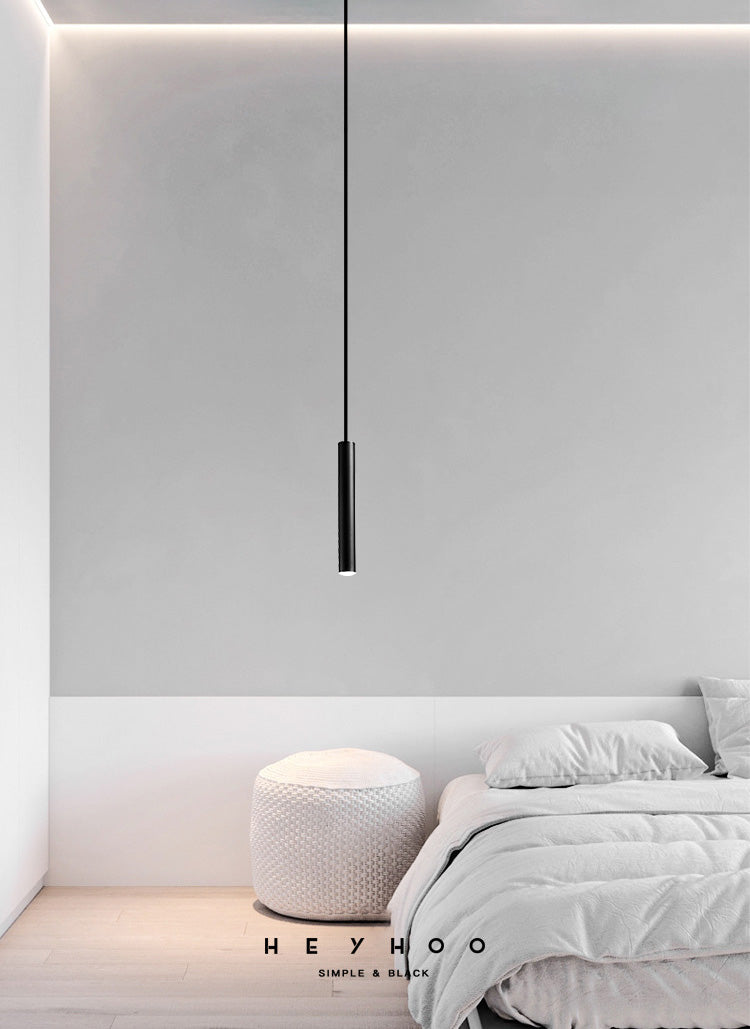 One-Light Black Metal Line Frame Pendant Light for Dinning Room Bedroom
