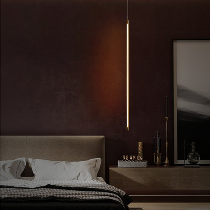 Modern Round Tube LED Pendant Light Long Line Lamps for Bedroom Dinning Room