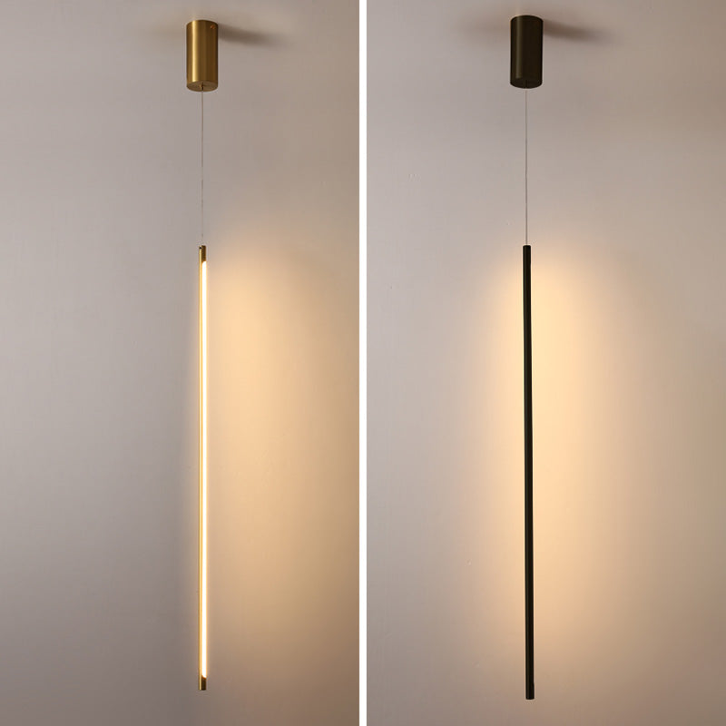 Modern Round Tube LED Pendant Light Long Line Lamps for Bedroom Dinning Room