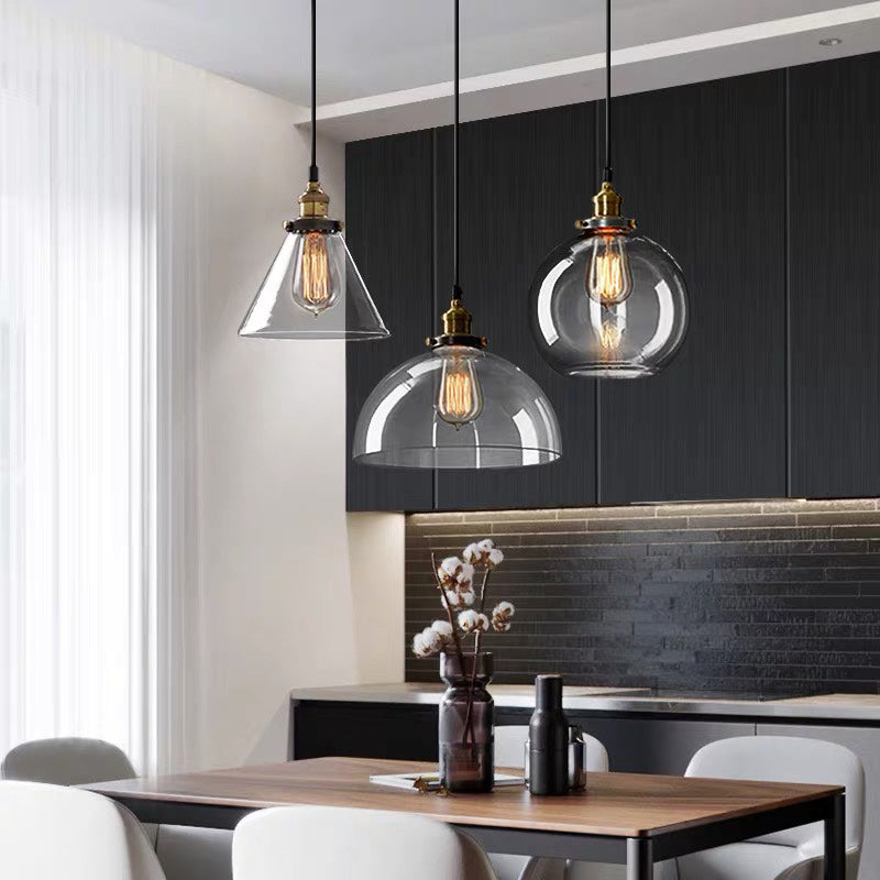 Suspended Lighting Fixture Industrial Glass Shaded Pendant Ceiling Light for Dinning Room