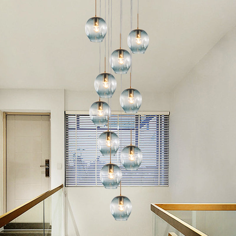 Minimalismo contemporaneo a sospensione vetro trasparente 10 piega per soffitto sospesa per le scale a spirale