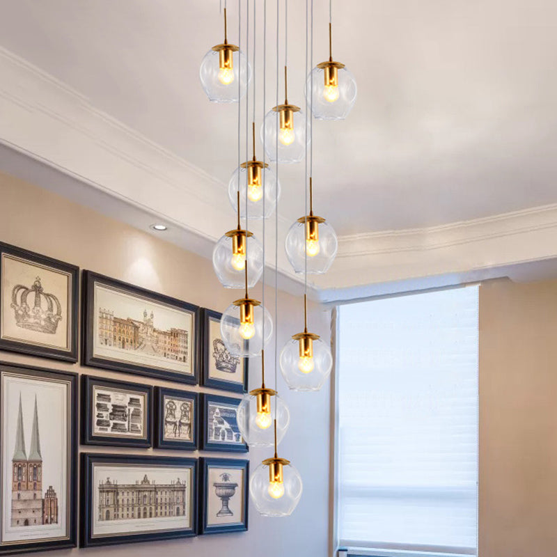 Minimalismo contemporaneo a sospensione vetro trasparente 10 piega per soffitto sospesa per le scale a spirale