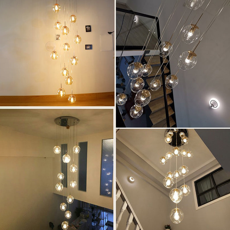 Minimalismo contemporaneo a sospensione vetro trasparente 10 piega per soffitto sospesa per le scale a spirale