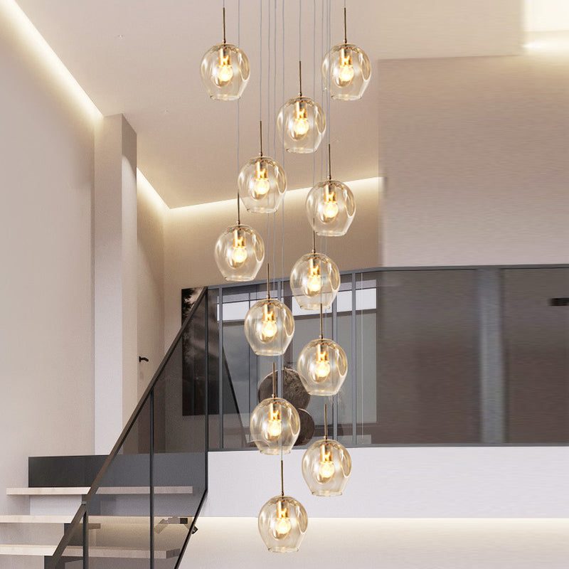 Minimalismo contemporaneo a sospensione vetro trasparente 10 piega per soffitto sospesa per le scale a spirale