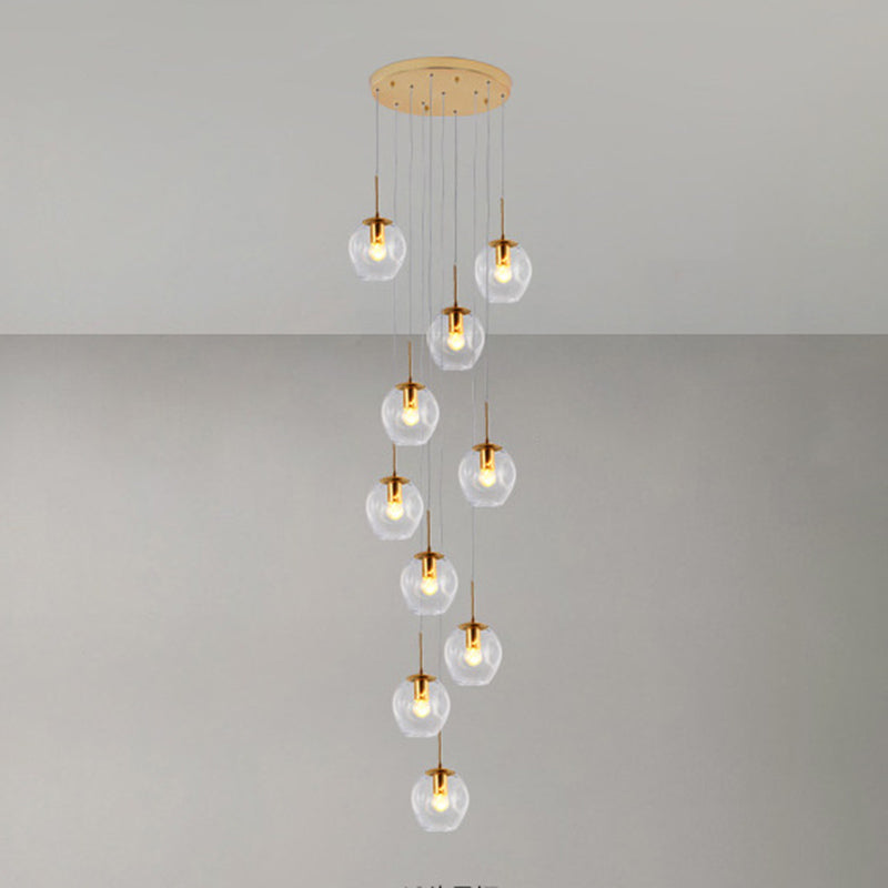 Minimalismo contemporaneo a sospensione vetro trasparente 10 piega per soffitto sospesa per le scale a spirale