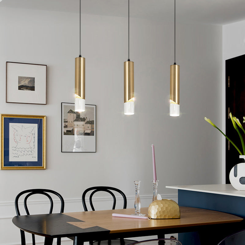 Tube Dinning Room Hanging Light Fixture Metal Simple Style Pendant Light Fixture