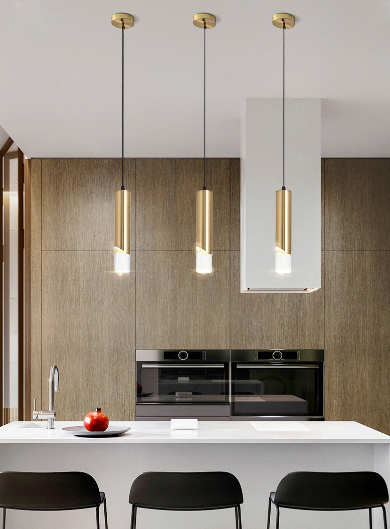 Tube Dinning Room Hanging Light Fixture Metal Simple Style Pendant Light Fixture