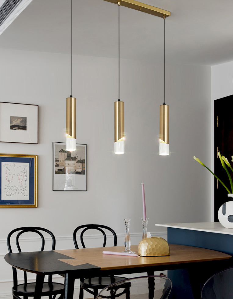 Tube Dinning Room Hanging Light Fixture Metal Simple Style Pendant Light Fixture